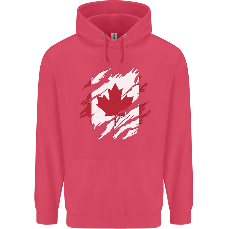 Torn Canada Flag Canadian Day Football Childrens Kids Hoodie Heliconia