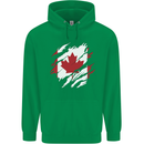 Torn Canada Flag Canadian Day Football Childrens Kids Hoodie Irish Green
