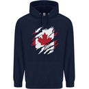 Torn Canada Flag Canadian Day Football Childrens Kids Hoodie Navy Blue