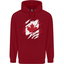 Torn Canada Flag Canadian Day Football Childrens Kids Hoodie Red