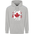Torn Canada Flag Canadian Day Football Childrens Kids Hoodie Sports Grey