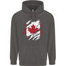 Torn Canada Flag Canadian Day Football Childrens Kids Hoodie Storm Grey