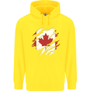 Torn Canada Flag Canadian Day Football Childrens Kids Hoodie Yellow