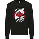 Torn Canada Flag Canadian Day Football Kids Sweatshirt Jumper Black