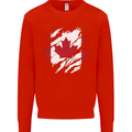 Torn Canada Flag Canadian Day Football Kids Sweatshirt Jumper Bright Red