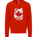 Torn Canada Flag Canadian Day Football Kids Sweatshirt Jumper Bright Red