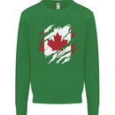 Torn Canada Flag Canadian Day Football Kids Sweatshirt Jumper Irish Green