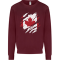 Torn Canada Flag Canadian Day Football Kids Sweatshirt Jumper Maroon
