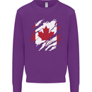 Torn Canada Flag Canadian Day Football Kids Sweatshirt Jumper Purple