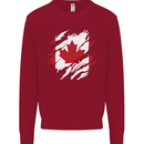 Torn Canada Flag Canadian Day Football Kids Sweatshirt Jumper Red