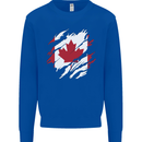 Torn Canada Flag Canadian Day Football Kids Sweatshirt Jumper Royal Blue