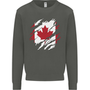 Torn Canada Flag Canadian Day Football Kids Sweatshirt Jumper Storm Grey