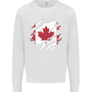 Torn Canada Flag Canadian Day Football Kids Sweatshirt Jumper White
