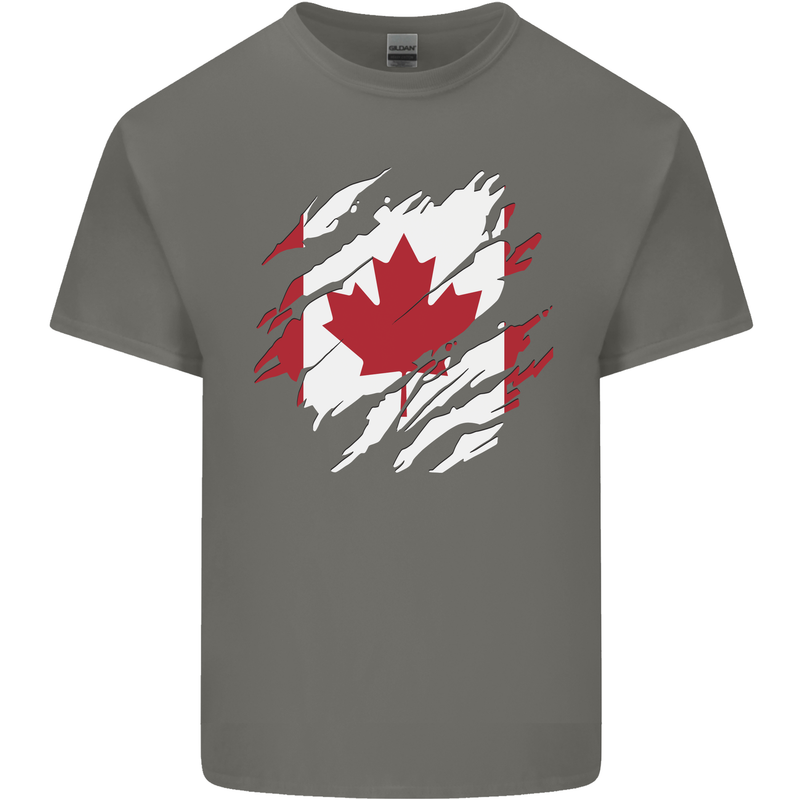 Torn Canada Flag Canadian Day Football Kids T-Shirt Childrens Charcoal
