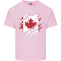 Torn Canada Flag Canadian Day Football Kids T-Shirt Childrens Light Pink