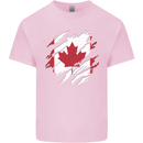 Torn Canada Flag Canadian Day Football Kids T-Shirt Childrens Light Pink