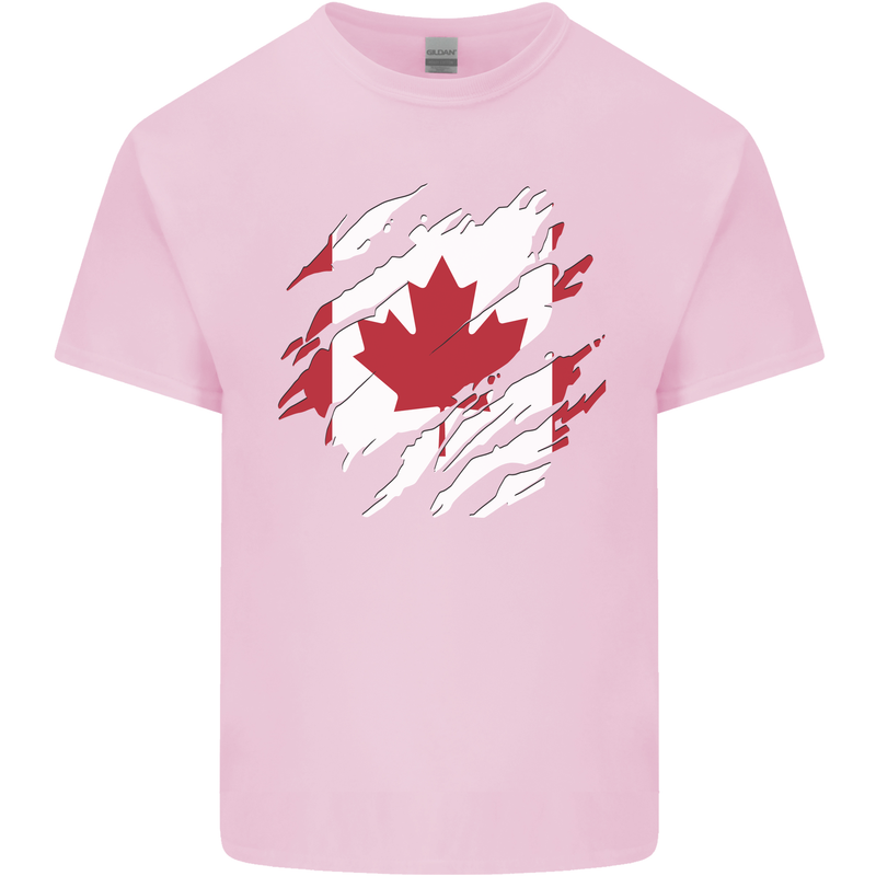 Torn Canada Flag Canadian Day Football Kids T-Shirt Childrens Light Pink