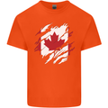 Torn Canada Flag Canadian Day Football Kids T-Shirt Childrens Orange