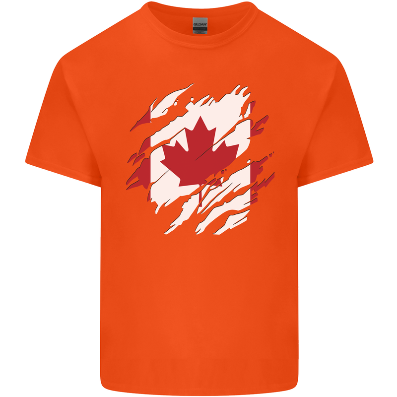 Torn Canada Flag Canadian Day Football Kids T-Shirt Childrens Orange