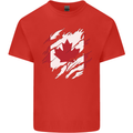 Torn Canada Flag Canadian Day Football Kids T-Shirt Childrens Red