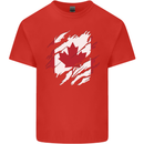 Torn Canada Flag Canadian Day Football Kids T-Shirt Childrens Red