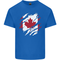 Torn Canada Flag Canadian Day Football Kids T-Shirt Childrens Royal Blue