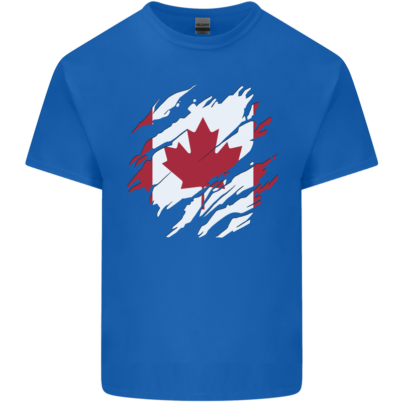 Torn Canada Flag Canadian Day Football Kids T-Shirt Childrens Royal Blue