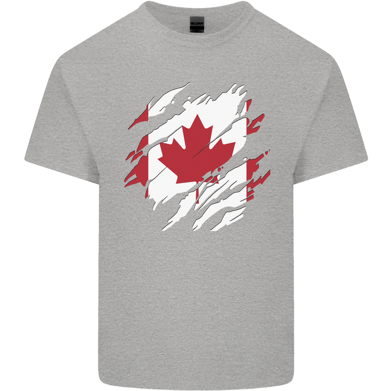 Torn Canada Flag Canadian Day Football Kids T-Shirt Childrens Sports Grey