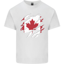 Torn Canada Flag Canadian Day Football Kids T-Shirt Childrens White