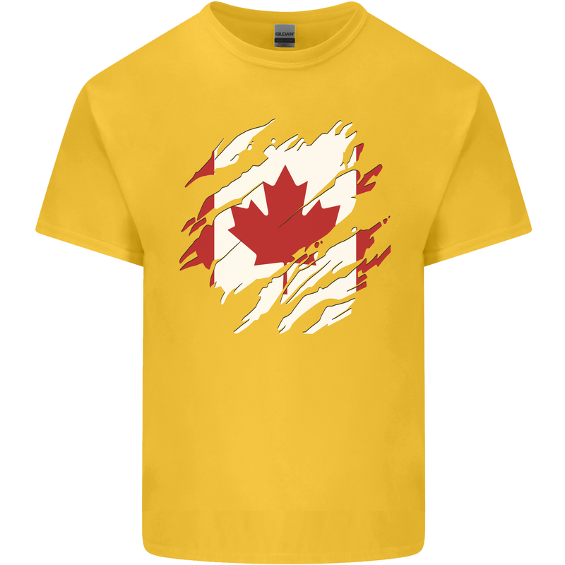 Torn Canada Flag Canadian Day Football Kids T-Shirt Childrens Yellow