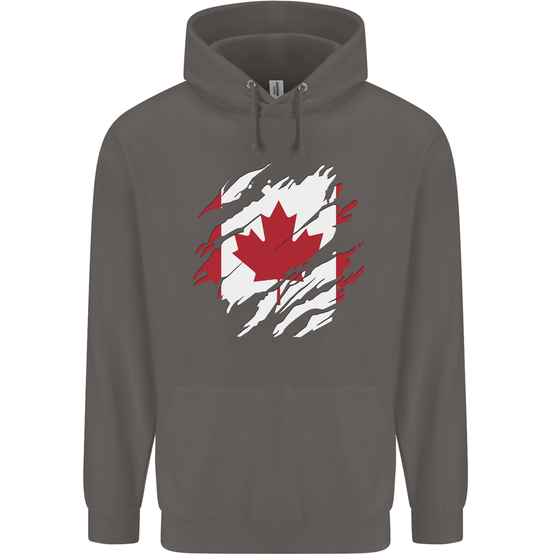 Torn Canada Flag Canadian Day Football Mens 80% Cotton Hoodie Charcoal