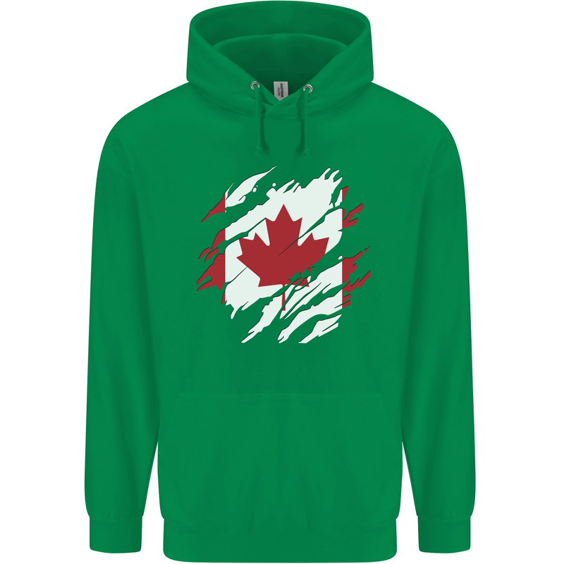 Torn Canada Flag Canadian Day Football Mens 80% Cotton Hoodie Irish Green