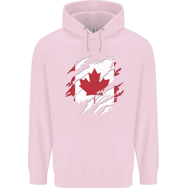 Torn Canada Flag Canadian Day Football Mens 80% Cotton Hoodie Light Pink