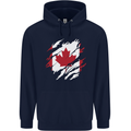 Torn Canada Flag Canadian Day Football Mens 80% Cotton Hoodie Navy Blue