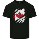 Torn Canada Flag Canadian Day Football Mens Cotton T-Shirt Tee Top Black
