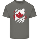 Torn Canada Flag Canadian Day Football Mens Cotton T-Shirt Tee Top Charcoal