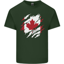 Torn Canada Flag Canadian Day Football Mens Cotton T-Shirt Tee Top Forest Green