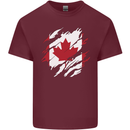 Torn Canada Flag Canadian Day Football Mens Cotton T-Shirt Tee Top Maroon