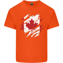Torn Canada Flag Canadian Day Football Mens Cotton T-Shirt Tee Top Orange