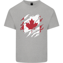 Torn Canada Flag Canadian Day Football Mens Cotton T-Shirt Tee Top Sports Grey