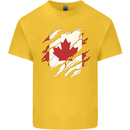 Torn Canada Flag Canadian Day Football Mens Cotton T-Shirt Tee Top Yellow