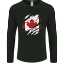 Torn Canada Flag Canadian Day Football Mens Long Sleeve T-Shirt Black