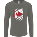 Torn Canada Flag Canadian Day Football Mens Long Sleeve T-Shirt Charcoal