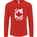 Torn Canada Flag Canadian Day Football Mens Long Sleeve T-Shirt Red