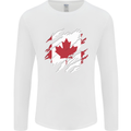 Torn Canada Flag Canadian Day Football Mens Long Sleeve T-Shirt White