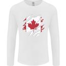 Torn Canada Flag Canadian Day Football Mens Long Sleeve T-Shirt White