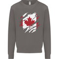 Torn Canada Flag Canadian Day Football Mens Sweatshirt Jumper Charcoal