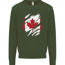 Torn Canada Flag Canadian Day Football Mens Sweatshirt Jumper Forest Green