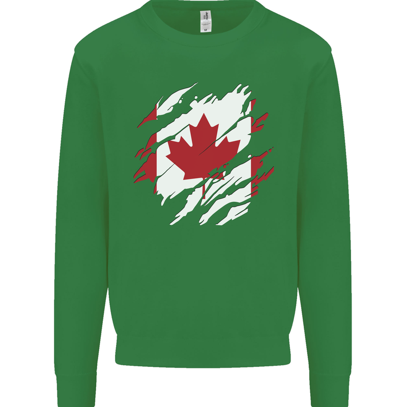 Torn Canada Flag Canadian Day Football Mens Sweatshirt Jumper Irish Green
