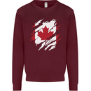 Torn Canada Flag Canadian Day Football Mens Sweatshirt Jumper Maroon